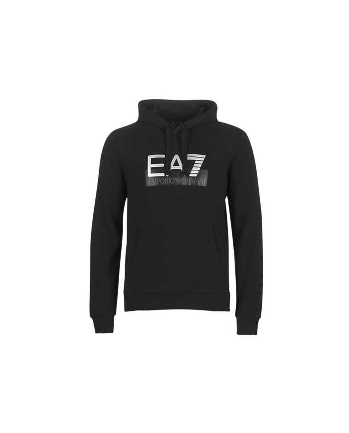 EA7 Armani Felpa Uomo 6GPM17 PJ07Z A-TI Cappuccio Cotone Nera Blu N...