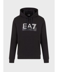 EA7 Armani Felpa Uomo 6GPM17 PJ07Z A-TI Cappuccio Cotone Nera Blu N...