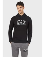 EA7 Armani Felpa Uomo 6GPM17 PJ07Z A-TI Cappuccio Cotone Nera Blu N...