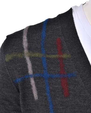 cardigan grigio da uomo con bottoni e dettagli ricamati sul capo | BOB