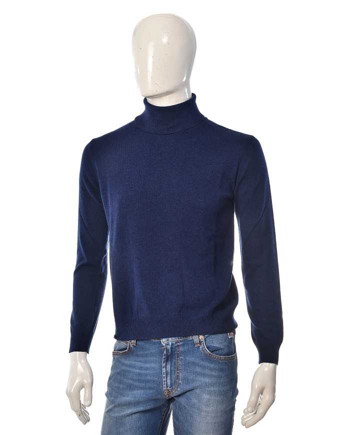 MANIFATTURA DI GENOVA Dolcevita Uomo Maglioncino Cotone Nero Blu Ve...