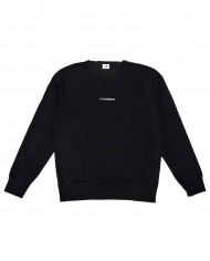 felpa nera da uomo logato in piccolo al centro | C.P. COMPANY