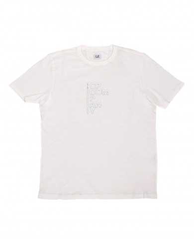 t-shirt gauze white da uomo con stampa logata davanti | C.P. COMPANY t-shirt gauze white da uomo con stampa logata davanti | C.P. COMPANY