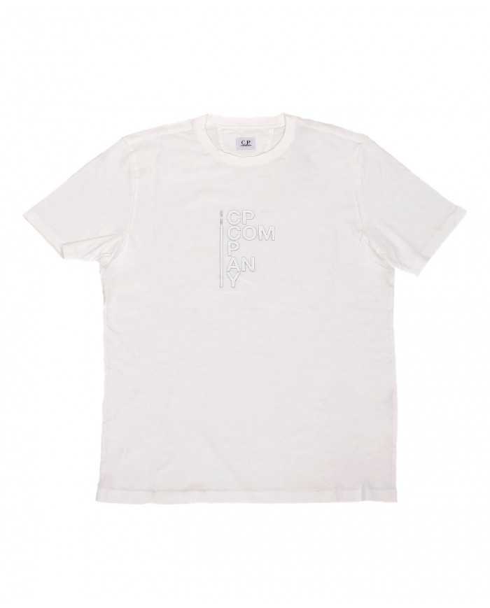 t-shirt gauze white da uomo con stampa logata davanti | C.P. COMPANY t-shirt gauze white da uomo con stampa logata davanti | C.P. COMPANY