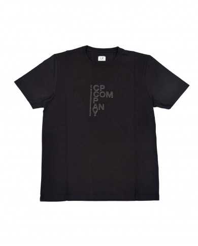 t-shirt nera da uomo con stampa logata centrale | C.P. COMPANY t-shirt nera da uomo con stampa logata centrale | C.P. COMPANY