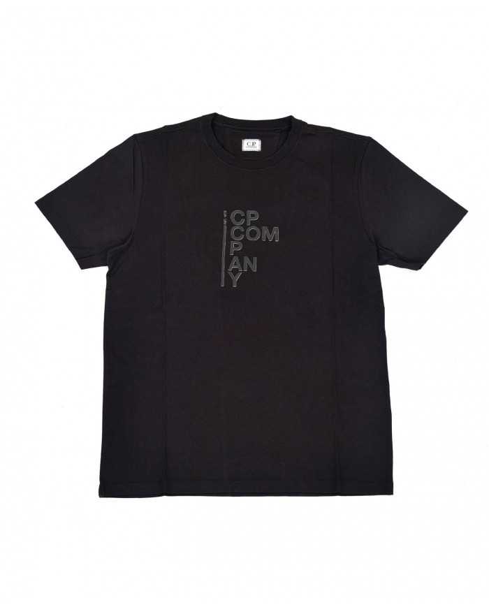 t-shirt nera da uomo con stampa logata centrale | C.P. COMPANY t-shirt nera da uomo con stampa logata centrale | C.P. COMPANY