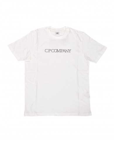 t-shirt gauze white da uomo con stampa logata | C.P. COMPANY t-shirt gauze white da uomo con stampa logata | C.P. COMPANY