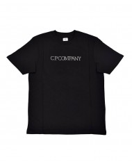 t-shirt nera da uomo con stampa logata in contrasto | C.P. COMPANY t-shirt nera da uomo con stampa logata in contrasto | C.P. COMPANY