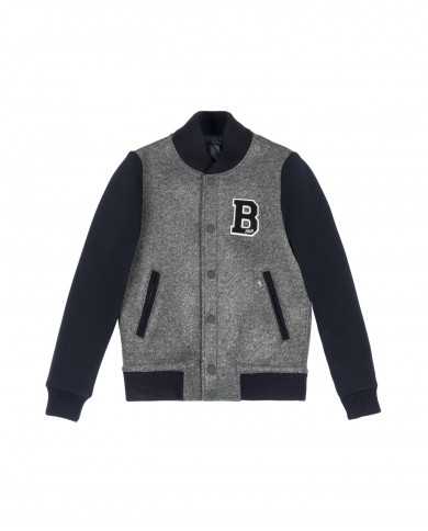 bomber jock cenere da uomo con patch logata ricamata | BOB bomber jock cenere da uomo con patch logata ricamata | BOB