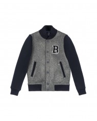 bomber jock cenere da uomo con patch logata ricamata | BOB bomber jock cenere da uomo con patch logata ricamata | BOB