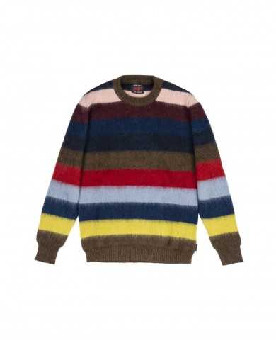 maglia da uomo con ricamo stripes multicolor e girocollo tondo | BOB maglia da uomo con ricamo stripes multicolor e girocollo tondo | BOB