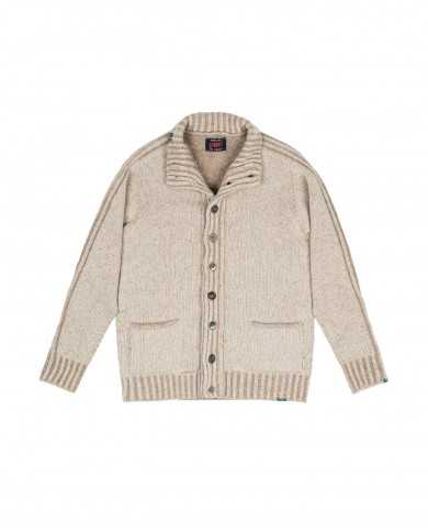 maglia avorio uomo con motivo ricamato e bottoni fino al collo | BOB maglia avorio uomo con motivo ricamato e bottoni fino al collo | BOB