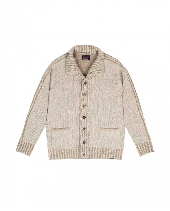 maglia avorio uomo con motivo ricamato e bottoni fino al collo | BOB maglia avorio uomo con motivo ricamato e bottoni fino al collo | BOB