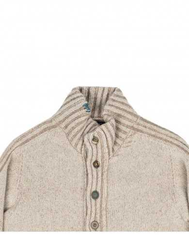 maglia avorio uomo con motivo ricamato e bottoni fino al collo | BOB maglia avorio uomo con motivo ricamato e bottoni fino al collo | BOB