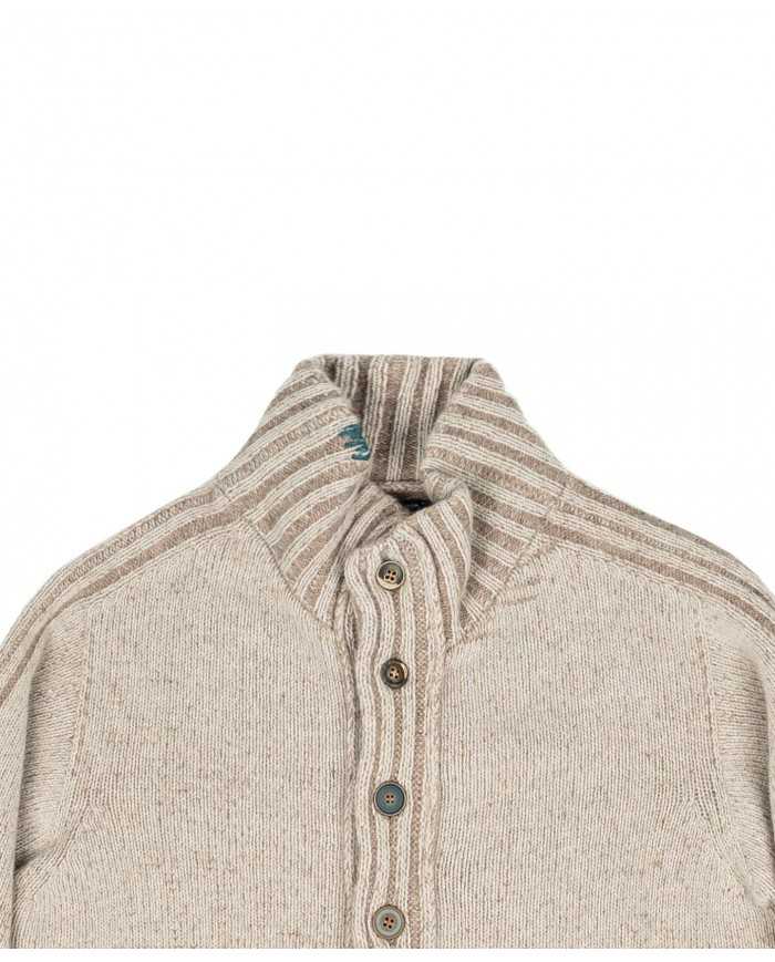 maglia avorio uomo con motivo ricamato e bottoni fino al collo | BOB maglia avorio uomo con motivo ricamato e bottoni fino al collo | BOB