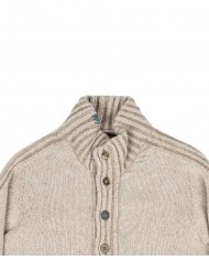 maglia avorio uomo con motivo ricamato e bottoni fino al collo | BOB maglia avorio uomo con motivo ricamato e bottoni fino al collo | BOB