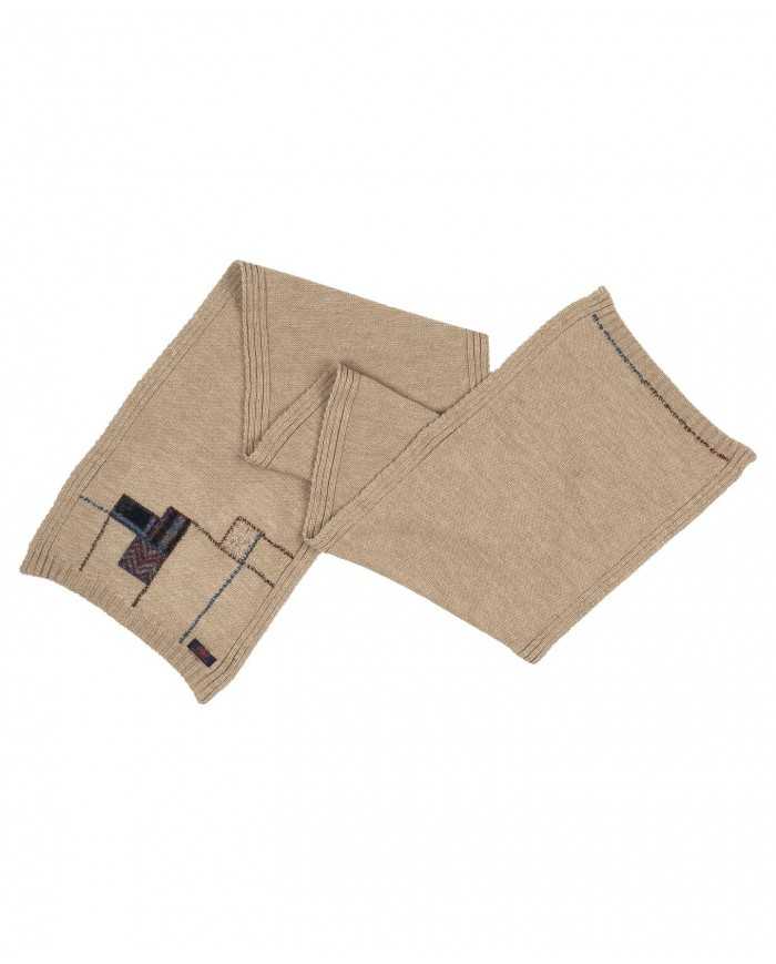 sciarpa beige da uomo con dettagli ricamati in contrasto | BOB sciarpa beige da uomo con dettagli ricamati in contrasto | BOB