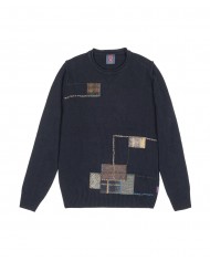 maglia navy da uomo con vari dettagli ricamati in contrasto | BOB maglia navy da uomo con vari dettagli ricamati in contrasto | BOB