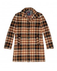 cappotto lungo da uomo con stemma logato e ricamo a quadri | BOB