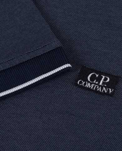 polo total eclips da uomo con etichetta logata ricamata | C.P. COMPANY polo total eclips da uomo con etichetta logata ricamata | C.P. COMPANY