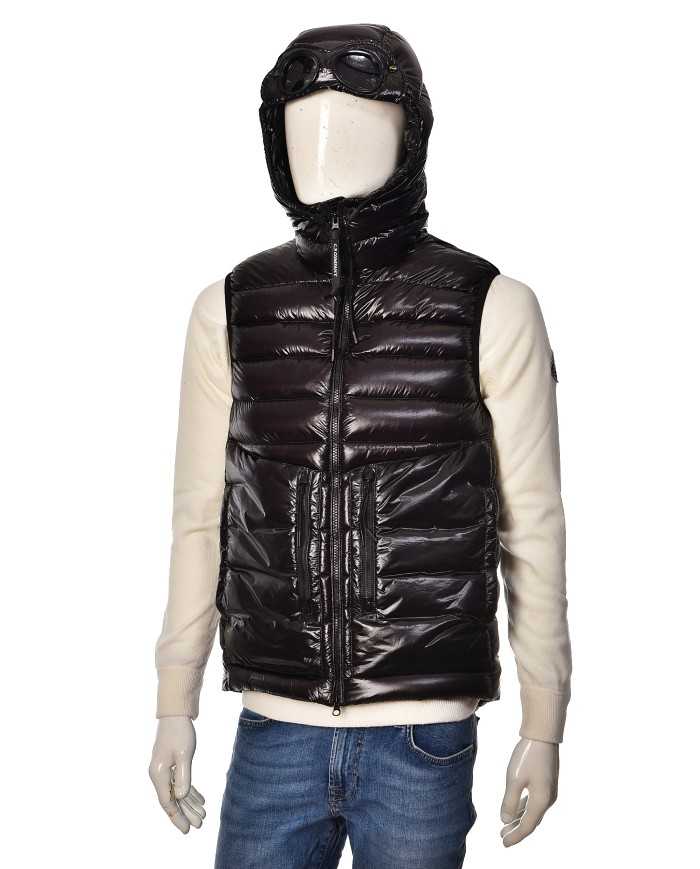 gilet nero da uomo con cappuccio Google Hood | C.P. COMPANY gilet nero da uomo con cappuccio Google Hood | C.P. COMPANY