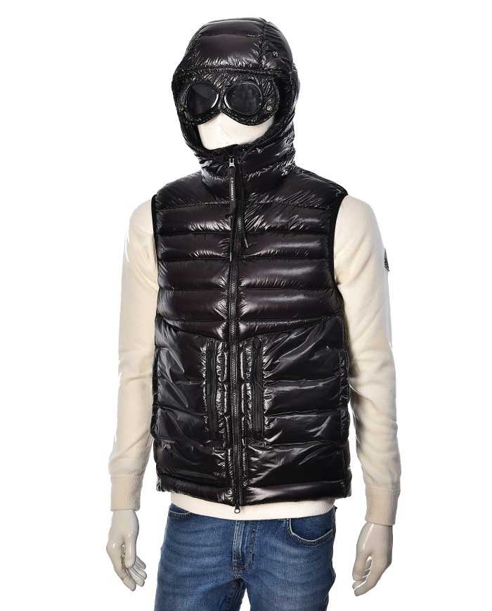 gilet nero da uomo con cappuccio Google Hood | C.P. COMPANY gilet nero da uomo con cappuccio Google Hood | C.P. COMPANY
