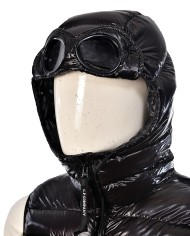 gilet nero da uomo con cappuccio Google Hood | C.P. COMPANY gilet nero da uomo con cappuccio Google Hood | C.P. COMPANY