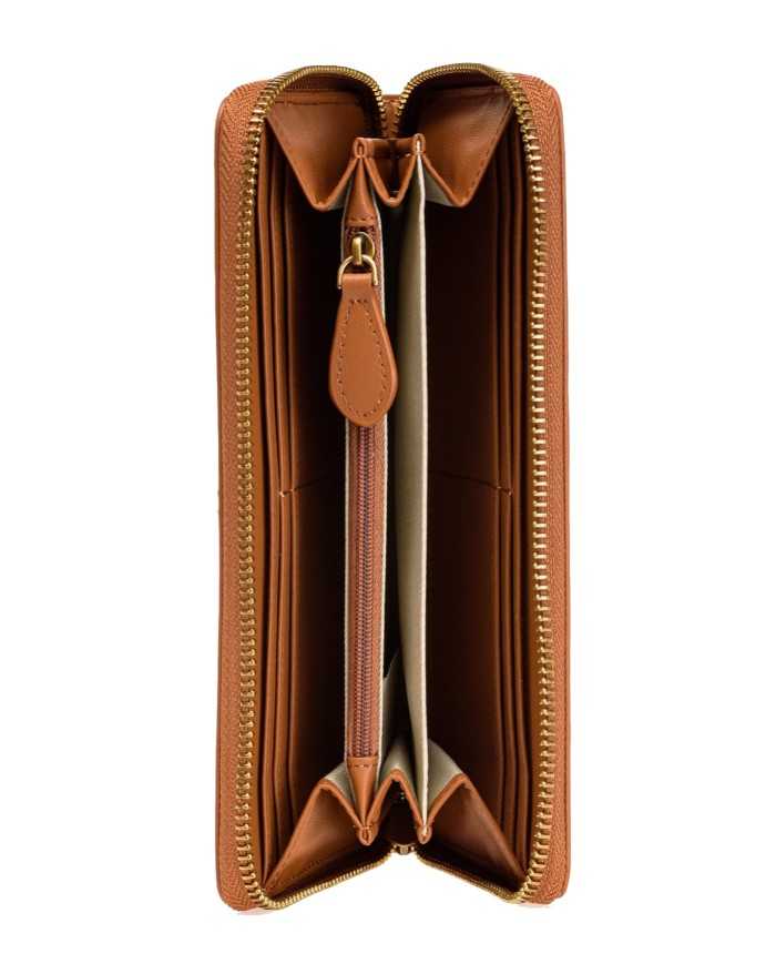 portafoglio zip-around cuoio da donna con placchetta logata | PINKO