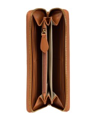 portafoglio zip-around cuoio da donna con placchetta logata | PINKO