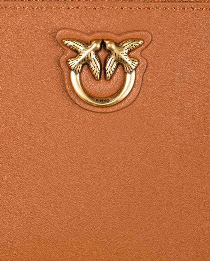 portafoglio zip-around cuoio da donna con placchetta logata | PINKO