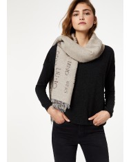 LIU JO Foulard Donna A-TI Stola Sciarpa Lana Logata Nera Naturale N...