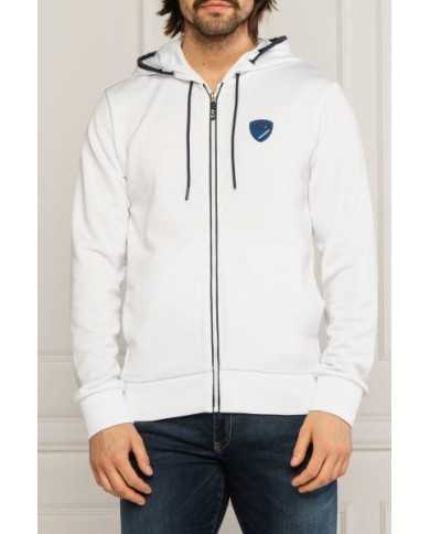 Felpa bianca uomo con scudo logato e maxi stripe | EA7 Felpa bianca uomo con scudo logato e maxi stripe | EA7