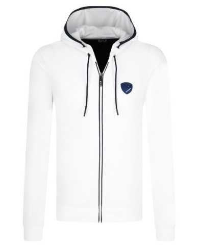 Felpa bianca uomo con scudo logato e maxi stripe | EA7 Felpa bianca uomo con scudo logato e maxi stripe | EA7