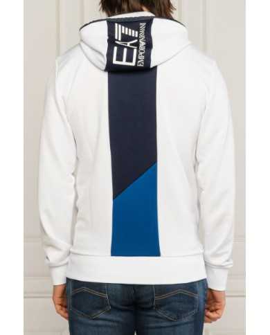 Felpa bianca uomo con scudo logato e maxi stripe | EA7 Felpa bianca uomo con scudo logato e maxi stripe | EA7