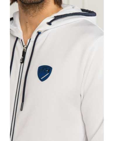 Felpa bianca uomo con scudo logato e maxi stripe | EA7 Felpa bianca uomo con scudo logato e maxi stripe | EA7