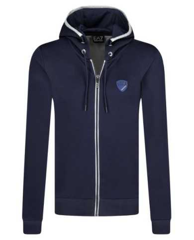 Felpa Navy Blue uomo con scudo logato e maxi stripe | EA7 Felpa Navy Blue uomo con scudo logato e maxi stripe | EA7