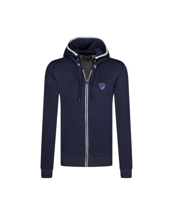 Felpa Navy Blue uomo con scudo logato e maxi stripe | EA7 Felpa Navy Blue uomo con scudo logato e maxi stripe | EA7