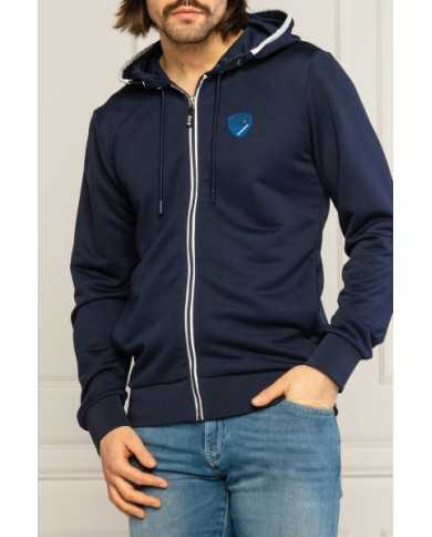 Felpa Navy Blue uomo con scudo logato e maxi stripe | EA7 Felpa Navy Blue uomo con scudo logato e maxi stripe | EA7