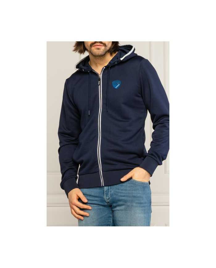 Felpa Navy Blue uomo con scudo logato e maxi stripe | EA7 Felpa Navy Blue uomo con scudo logato e maxi stripe | EA7