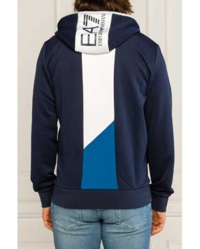Felpa Navy Blue uomo con scudo logato e maxi stripe | EA7 Felpa Navy Blue uomo con scudo logato e maxi stripe | EA7