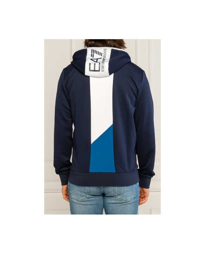 Felpa Navy Blue uomo con scudo logato e maxi stripe | EA7 Felpa Navy Blue uomo con scudo logato e maxi stripe | EA7