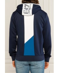 Felpa Navy Blue uomo con scudo logato e maxi stripe | EA7 Felpa Navy Blue uomo con scudo logato e maxi stripe | EA7