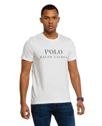t-shirt bianca da uomo con logo stampato in contrasto | RALPH LAUREN t-shirt bianca da uomo con logo stampato in contrasto | RALPH LAUREN
