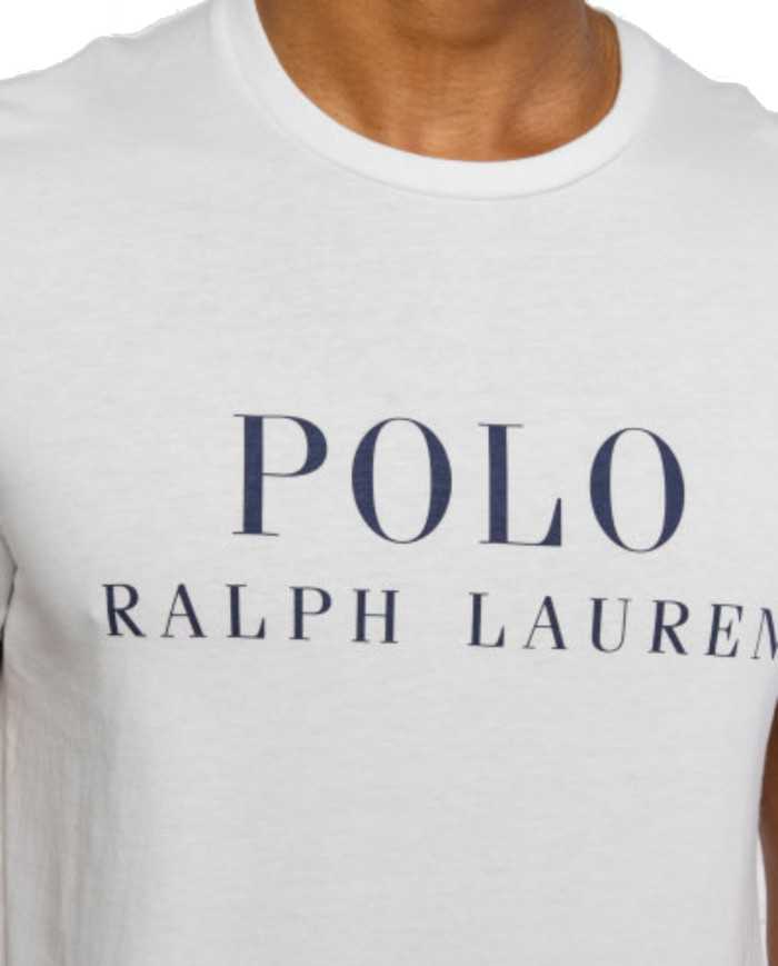 t-shirt bianca da uomo con logo stampato in contrasto | RALPH LAUREN