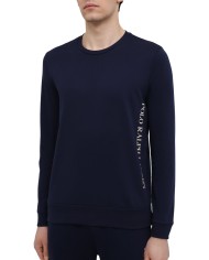 felpa blu senza cappuccio da uomo con logo verticale | RALPH LAUREN