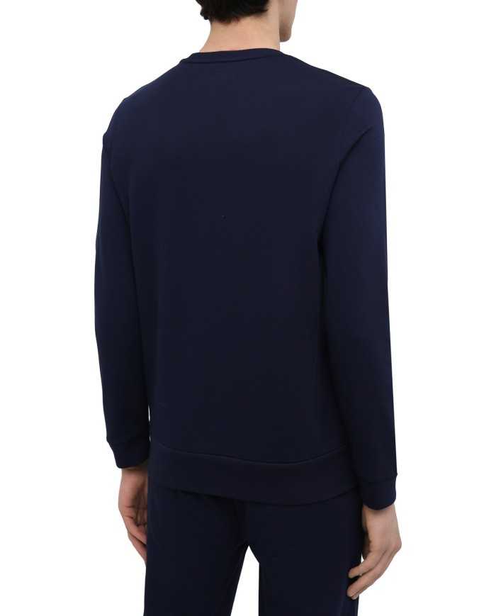 felpa blu senza cappuccio da uomo con logo verticale | RALPH LAUREN