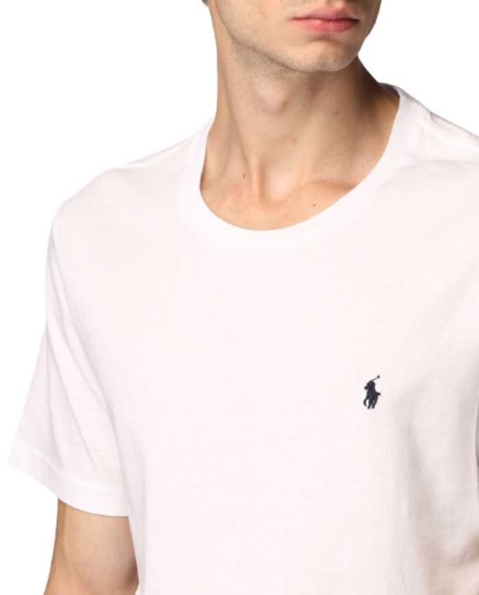 t-shirt bianca da uomo con logo stampato in piccolo | RALPH LAUREN