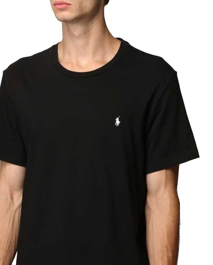 t-shirt nero da uomo con logo stampato in piccolo | RALPH LAUREN