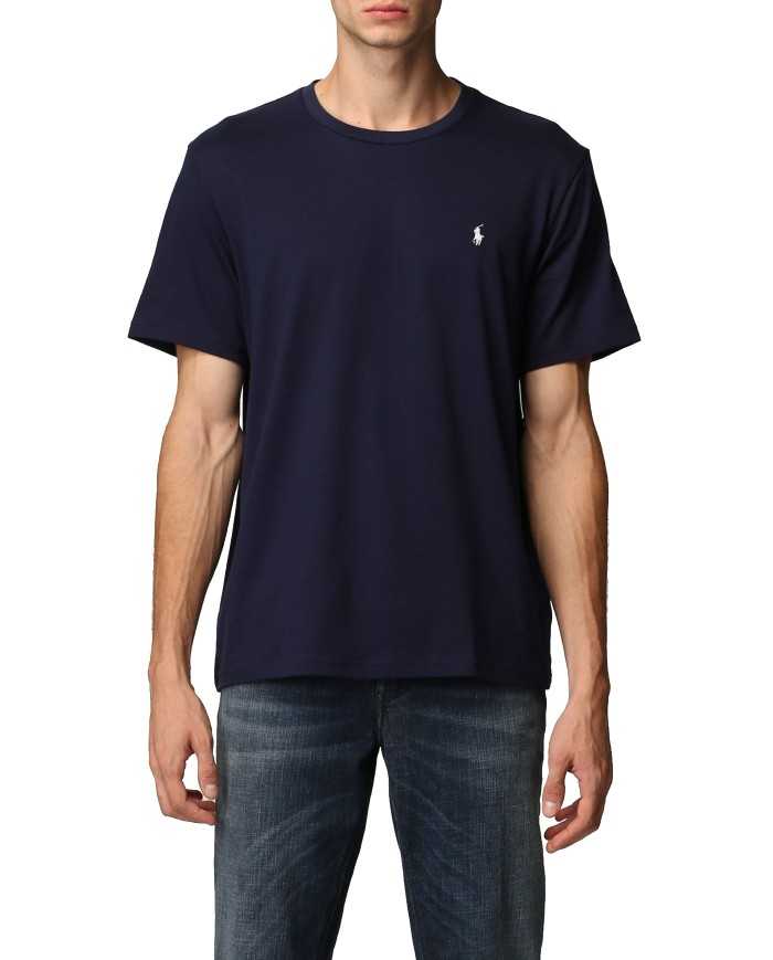t-shirt navy da uomo con logo ricamato in contrasto | RALPH LAUREN t-shirt navy da uomo con logo ricamato in contrasto | RALPH LAUREN