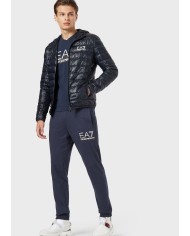 EA7 Armani Piumino Uomo 8NPB02 PN29Z A-TI Cappuccio Nero Blu Indaco...